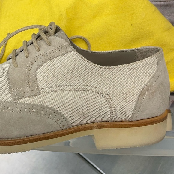 BRIONI size 9 1/2 (EU 42) Suede Canvas Brogue shoes main image 4